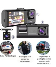 Dashcam 3 Lentes Full HD 1080p: Segurança Completa com Visão Noturna e Detecção de Movimento - imagem 2