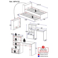 Quarto Completo Bicama com Baú e Escrivaninha MP4122 - imagem 2