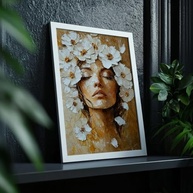 Quadro Decorativo Mulher Flores com Moldura - Arte Feminina Elegante e Moderna para Decoração de Quarto - imagem 3