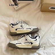 Lovito Casual Liso Colorblock: Tênis Retro Respirável para Mulher - imagem 2