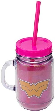 Caneca com Canudo Mulher Maravilha 420ml - Estilo e Segurança em Plástico Resistente - imagem 2