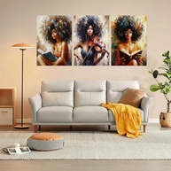 Trio Artístico Mulheres Leitura e Música - 3 Peças 20x30cm - Impressões Sem Moldura - imagem 4