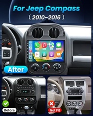 Central Multimídia Jeep Compass Patriot 2010-2016: Tela 10" IPS HD, 2G+64G, CarPlay/Android Auto, GPS, Câmera Ré - imagem 3