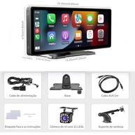 Multimídia Automotivo FINYQBET 10.3" HD: Carplay, Android Auto, DVR e Mais para Segurança e Conectividade Inteligente - imagem 3