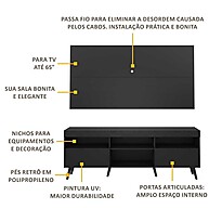Rack com Painel TV até 65" e Pés Retrô Preto – Flórida Multimóveis - imagem 2
