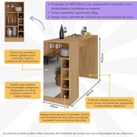 Bancada com Adega e Espelho Multimóveis MP2248 - Mesa de Cozinha Moderna em Madeira - imagem 3