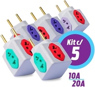 Kit 5 Adaptadores de Tomada Cubo Multiplicador 4 Entradas Bivolt 10A/20A - imagem 4