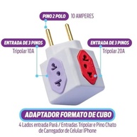 Kit 3 Adaptadores de Tomada Cubo Benjamin: Multiplique suas Conexões com Segurança! - imagem 4