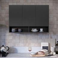 Armário Multiuso Aéreo Milão 3 Portas - Design Moderno para Cozinha e Quarto (Preto) - imagem 3