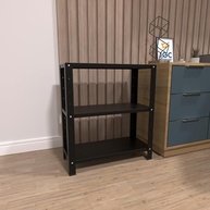 Estante de Aço Reforçado 60cm com 3 Bandejas - Armário Multiuso Preto Moderno - imagem 3
