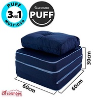 Puff Multiuso 3 em 1 Solteiro Azul com Travesseiro – Conforto e Versatilidade em Um Só Produto - imagem 3
