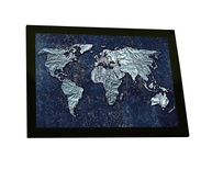 Quadro Decorativo Mapa Mundi A3 em Metal Prata - Moldura Elegante com Grampos Flexíveis para Troca de Arte - imagem 1