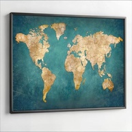 Quadro Mapa Mundi Verde com Moldura - Decoração Moderna para Sala e Quarto - imagem 4