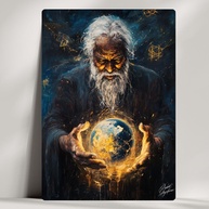 Exú Gira Mundo - Quadro Decorativo Exclusivo Umbanda e Candomblé | Arte Expressionista 28x20cm - imagem 1