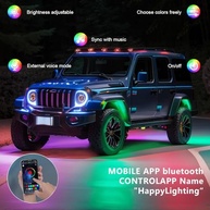 YUGUANG 4 Cápsulas Luzes LED RGB para Carro - Controle App, Modo Música, Impermeável - imagem 3