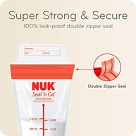 NUK Sacos de Leite Materno Simply Natural Seal n' Go - Segurança Total com Zíper Duplo - imagem 3