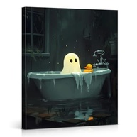 Arte de Parede Gótica para Banheiro - Fantasma e Pato de Borracha na Banheira - 20x25cm - imagem 2