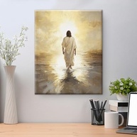 Arte de Parede Cristã - Jesus Andando na Água | Tela Decorativa com Verso Bíblico | 20x25cm - imagem 5