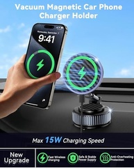 Carregador Magnético CloudValley 15W: Suporte Carro Gel Nano, Giro 360° p/ iPhone MagSafe - imagem 3