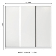 Guarda-Roupa Casal Nantes 3 Portas de Correr | MDF Premium Branco & Rustic - imagem 3