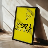 Quadro Decorativo Inspira Não Pira com Moldura Luminosa - Frase Motivacional e Humorística para Sala, Quarto e Escritório - imagem 4