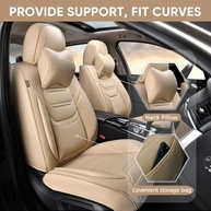 Capas de Assento de Carro Premium Bege em Couro Napa: Conforto e Estilo para a Maioria dos Veículos - imagem 4