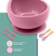 Tigela e Talheres de Silicone Life para Bebês - Rosa | Segurança, Conforto e Praticidade nas Refeições - imagem 4