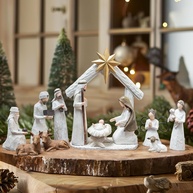 Conjunto de Presépio de Natal NEROSUN - 12 Peças em Resina com Estátuas da Sagrada Família - imagem 1