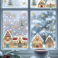 Adesivos de Janela de Natal - 93 Peças Autoadesivas com Árvores e Bonecos de Neve - imagem 5