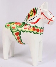 Cavalo Dala Sueco de Madeira Tradicional - Estátua de Natal Pintada à Mão, Branco, 5 cm - imagem 2