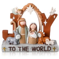 Conjunto de Presépio em Resina com Mensagens de Jesus - Decoração Religiosa de Mesa para Natal - imagem 1