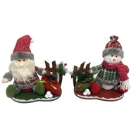 Enfeite de Natal Papai Noel ou Boneco de Neve Sentado com Saco de Presentes - Base de Madeira 25x28 cm - imagem 5