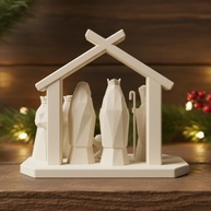 Presépio Natalino Moderno Minimalista em Estilo Geométrico – Decoração de Natal Premium Completa em Peça Única - imagem 3