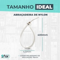 Abraçadeira de Nylon Sfor 4,5x400mm Natural: Organização e Fixação Profissional - imagem 3