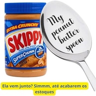 Manteiga Pasta de Amendoim Americana SKIPPY Proteína Vegetal Natural Original - Cremosa e Crocante 462g cada + Biscoito ROMA Sandwich recheado com Manteiga de Amendoim 206g + Colher Personalizada - imagem 4