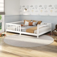 Cama Montessoriana Infantil Eva - Grade de Proteção, Madeira Natural, Design Moderno - imagem 1