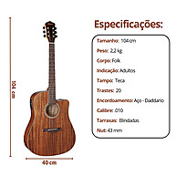 Hofma HMF280: Violão Elétrico Folk Satin Natural - imagem 2