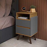 Mesa de Cabeceira Retrô Eloá: Elegância Cinza & Nature - imagem 1