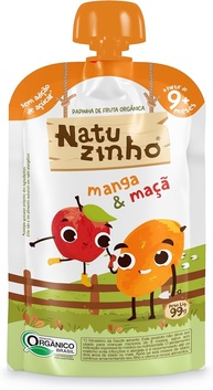 Kit 4 unidades Natuzinho Papinha de Fruta Orgânica, Vários sabores, 99g cada, Sem Açúcar Adicionado, A Partir de 9 Meses (Banana) - imagem 1