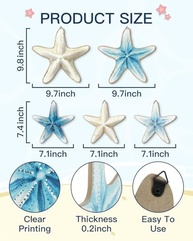 Conjunto de Decoração Náutica Estrela do Mar Azul e Branco – 5 Peças para Ambientes Costeiros - imagem 4