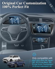 Kit 4 Protetores de Tela BIBIBO para VW Tiguan 2022-2024: 20.3cm Navi + 26cm Painel + AC - imagem 3