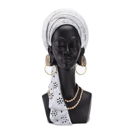 Estátua de Mulher Negra com Turbante Branco - 29cm - Arte Moderna em Resina para Decoração de Ambientes - imagem 1