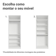 Guarda-roupa Neo 2P com 4 Prateleiras e Cabideiro Branco - Organize seu quarto com estilo - imagem 4