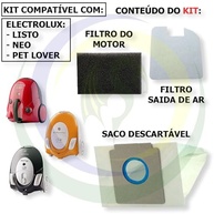 Saco Refil Coletor Descartável + Filtro Permanente para Aspirador Electrolux Listo Neo Pet Lover - imagem 3