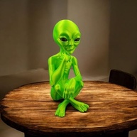 Estatueta Alienígena Pensador Verde Neon - 16cm - Decoração Ficção Científica - imagem 3