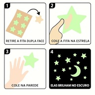 Kit 100 Estrelas Fluorescentes + Super Lua Neon Azul - Brilhe no Escuro com Estilo - imagem 3