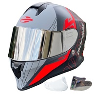 Capacete Mormaii Neon Red Fechado: Segurança e Estilo Original com Viseira Espelhada + Transparente - imagem 1