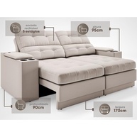 Sofá Retrátil Eureka: Conforto e USB - NETSOFAS - imagem 2