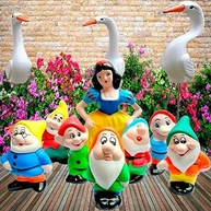 Kit Branca de Neve e os 7 Anões com Trio de Garças em Cerâmica – Decoração Encantadora para Jardim e Ambientes Externos - imagem 3