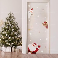 Adesivo Decorativo de Natal para Porta - Papai Noel, Rena e Boneco de Neve com Flocos e Doces - imagem 4